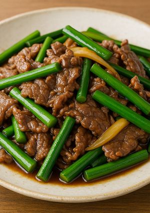 牛肉とにんにく芽のオイスター炒め-レシピのメイン写真