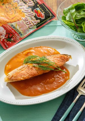 サーモンムニエル　カニトマトクリーム-レシピのメイン写真