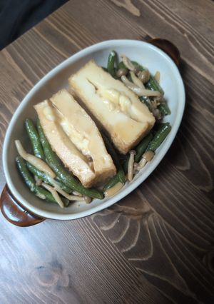 チーズ入り絹揚げと根菜ときのこの甘辛煮-レシピのメイン写真