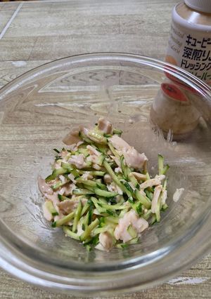 簡単☆きゅうりとサラダチキンのごまドレ和え-レシピのメイン写真