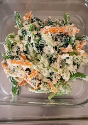 小松菜と人参の白和え胡麻味噌味-レシピのメイン写真