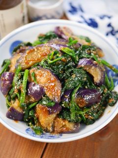 ゆで茄子とほうれん草の🍆ごま味噌和え♪-レシピのメイン写真