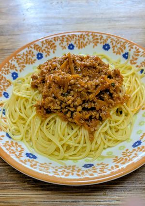 M家のごはん 中華風ミートソースパスタ-レシピのメイン写真