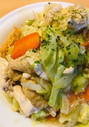 市販皿うどん●鶏肉＆キャベツ多め皿うどん-レシピのメイン写真