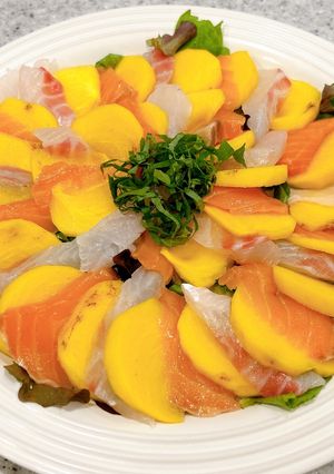 柿と白身魚の和風カルパッチョ!-レシピのメイン写真