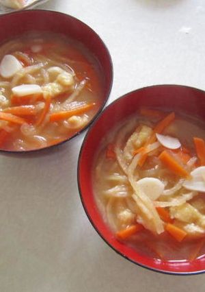 みそ汁　切干大根　人参　油揚げ　にんにく-レシピのメイン写真