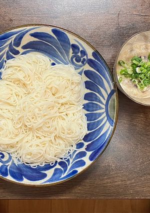 冷製揚げナスとヨーグルトの素麺つゆ-レシピのメイン写真