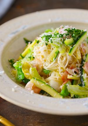 キャベツとズッキーニのそうめんチャンプル-レシピのメイン写真