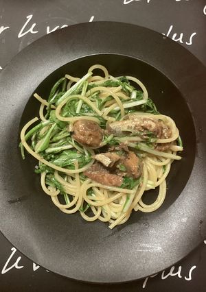 イワシ缶と水菜のパスタ-レシピのメイン写真