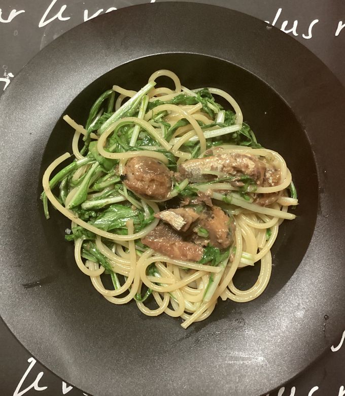 イワシ缶と水菜のパスタ-レシピのメイン写真