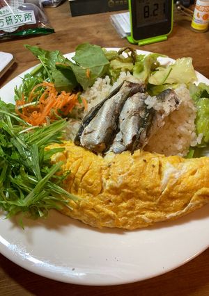 明太子オムレツ・オイルサーディン乗せご飯-レシピのメイン写真