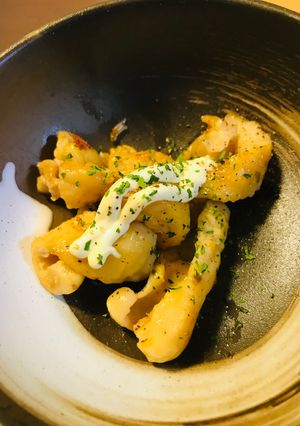 小鉢レシピ●鶏皮のあまから炒めマヨ添え-レシピのメイン写真