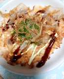 残り物でフルコース:うどん入りお好み焼き