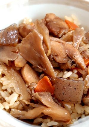鶏肉と舞茸とゴボウと人参の炊き込みご飯-レシピのメイン写真