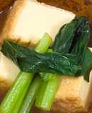 油抜不要小松菜と厚揚げの顆粒だし煮びたし