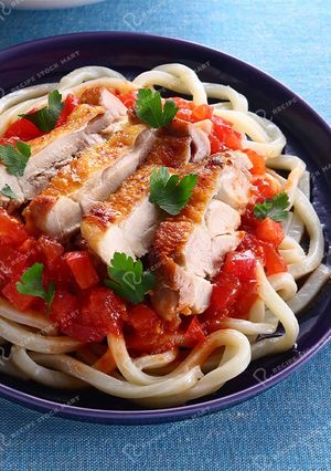 鶏肉のイタリアントマトうどん-レシピのメイン写真