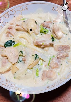 ワンパン！鶏のクリームうどん🥛🐄 𓈒𓏸-レシピのメイン写真
