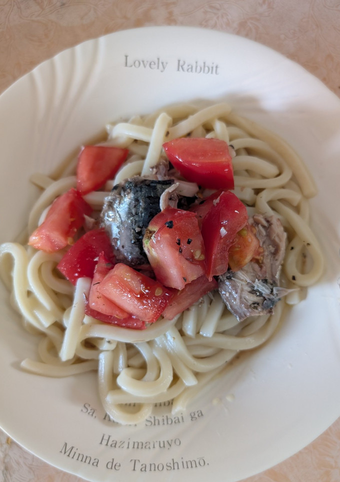 簡単★トマトとサバ缶のアヤソースうどん-レシピのメイン写真