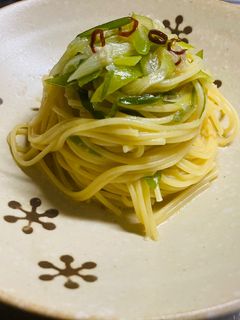 長ねぎと昆布茶と柚子胡椒のパスタ-レシピのメイン写真
