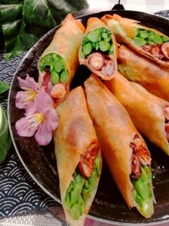 ホタルイカと菜の花の春巻き-レシピのメイン写真
