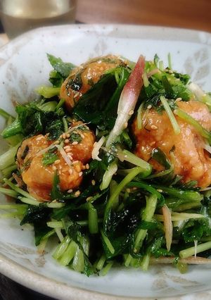 ＊小松菜とみょうがの唐揚げサラダ＊-レシピのメイン写真