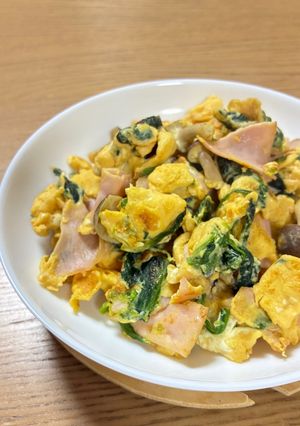 ほうれん草とハムの卵とじ-レシピのメイン写真