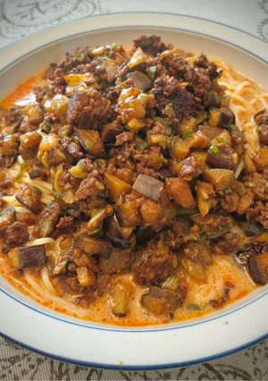 茄子肉味噌で♪市販の担々麺をごちそうに-レシピのメイン写真