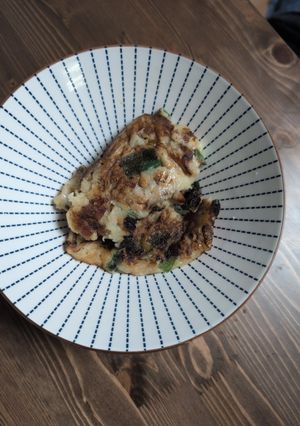 HMでダブルネギと納豆のロールチヂミ焼き-レシピのメイン写真