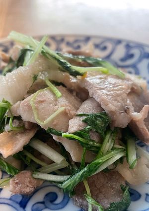 5分で！豚肉と水菜のシャキッと味噌炒め-レシピのメイン写真