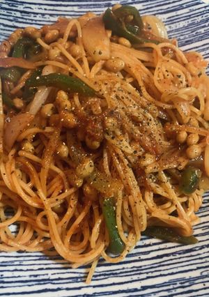 お昼ご飯に最適!ダイエット納豆ナポリタン-レシピのメイン写真