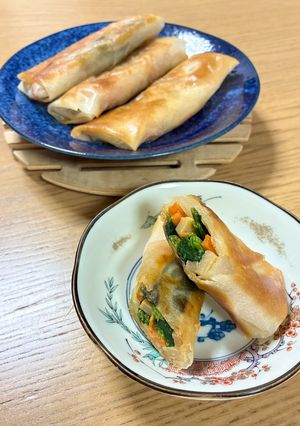 たけのことほうれん草の春巻き-レシピのメイン写真