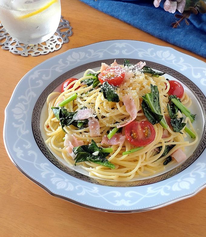 ソフトケールとミニトマトのオイルパスタ-レシピのメイン写真