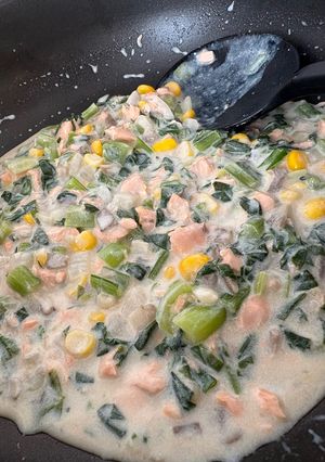 離乳食完了期〜鮭と小松菜のクリーム煮-レシピのメイン写真