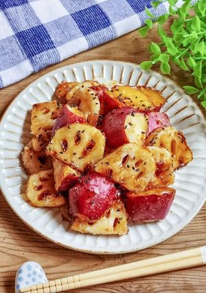 ♡れんこんとさつまいもの甘酢炒め♡-レシピのメイン写真