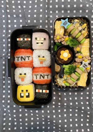 キャラ弁　マイクラおにぎり弁当②-レシピのメイン写真