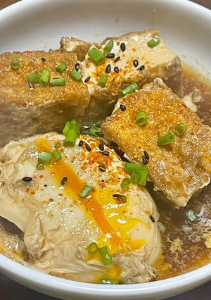 爆速メイン！厚揚げと卵の半熟煮玉子風-レシピのメイン写真