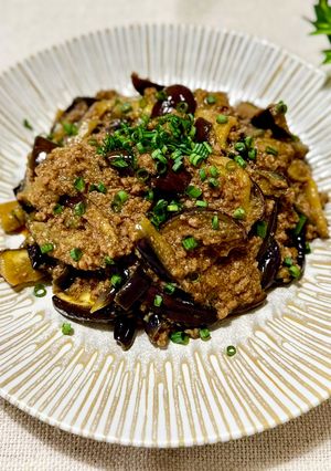 大きな耐熱皿で作る！レンチン麻婆茄子-レシピのメイン写真