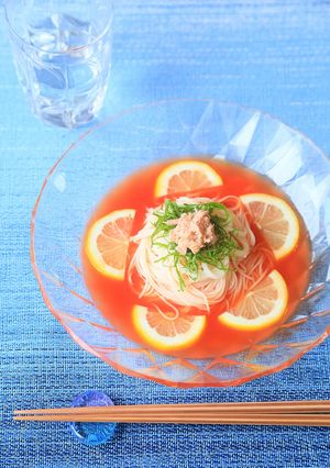トマトジュースとレモンとツナで絶品！素麺-レシピのメイン写真