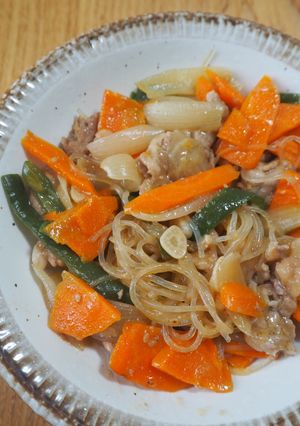 【節約・ワンパン】チャプチェ！残り野菜を使って-レシピのメイン写真