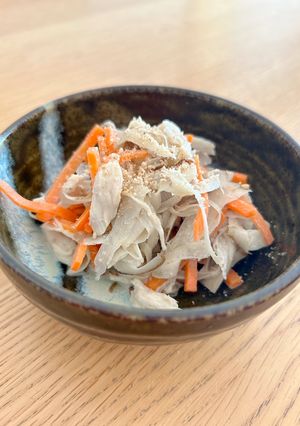 鶏だしで美味☆ささみとごぼうのサラダ-レシピのメイン写真