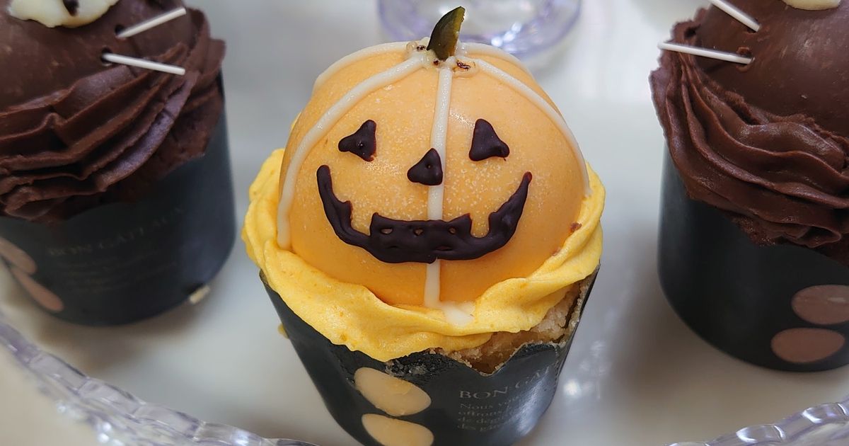 かぼちゃカップケーキ☆ハロウィン 📍TEALAB 大阪 / 天王寺 @tealab_osaka さんへ order