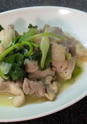 中島菜と鶏もも肉のいしるバター炒め-レシピのメイン写真