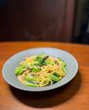 旨い小松菜と冷凍しじみのバター醤油パスタ