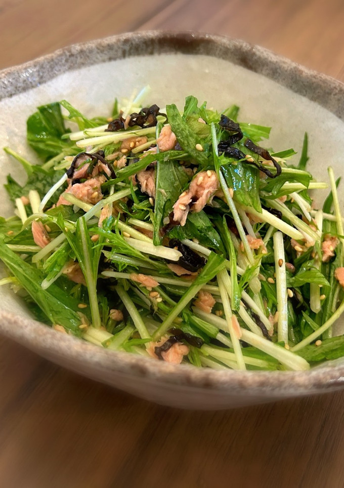超簡単おいしい！水菜とツナの和風サラダ-レシピのメイン写真