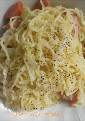 即席簡単カルボナーラ風白菜やきそば-レシピのメイン写真