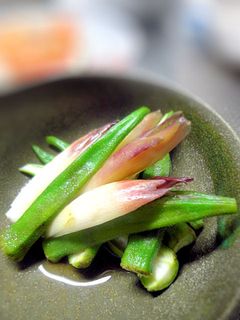 小さな野菜おかずオクラとみょうがの酢の物-レシピのメイン写真