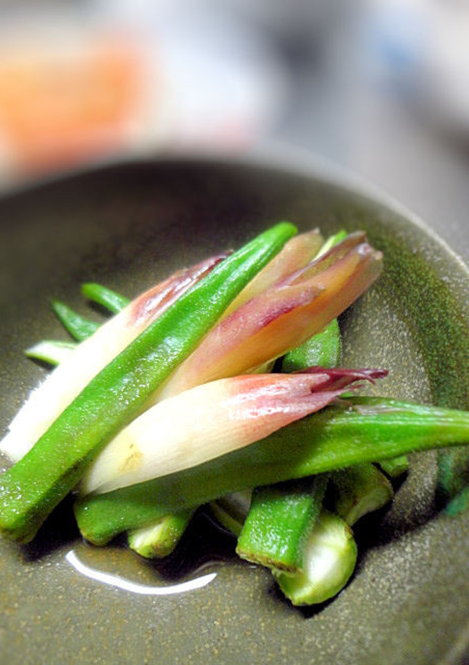 小さな野菜おかずオクラとみょうがの酢の物-レシピのメイン写真