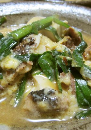 豆腐・さんまの蒲焼缶・ニラの卵とじ-レシピのメイン写真