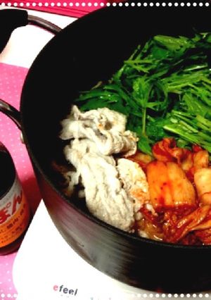 ３点おかず鍋★キムチ×豚肉×水菜-レシピのメイン写真