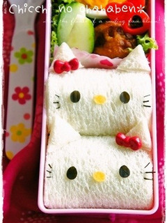 *キャラ弁*キティちゃんサンドイッチ♡-レシピのメイン写真